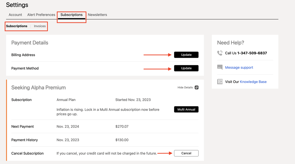 How can I manage my subscription?